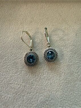 Napier Blue Crystal Lever Back Drop Earrings